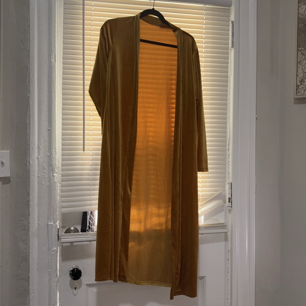 Mustard Yellow Long Cardigan and FREE Dress Set